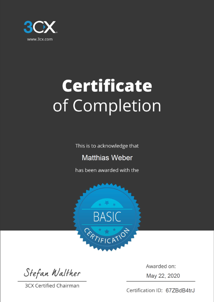 Basic Certification bei 3CX