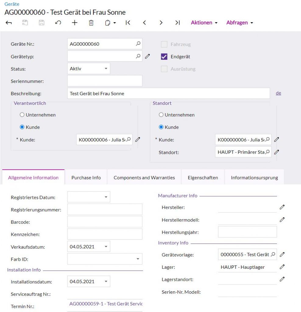 Hinzufügen eines Endgeräts